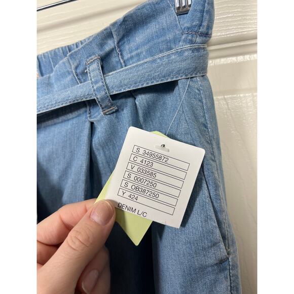 New Anthropologie Cartonnier Chambray Paperbag Trousers with Tie Waist Small - Picture 6 of 13